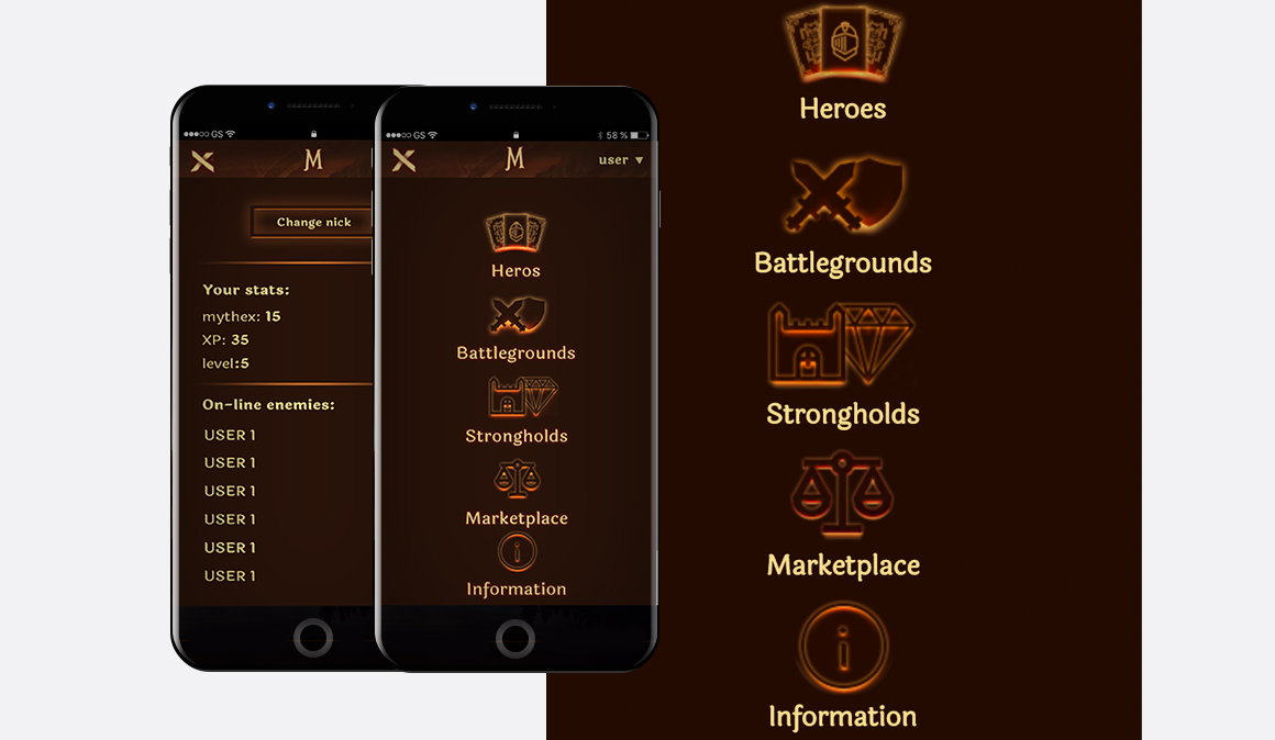 Widok menu na telefonie