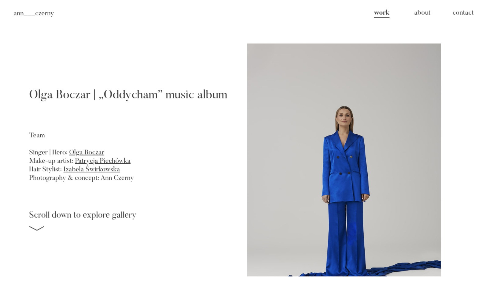 Aktualny projekt fotograficzny w portfolio Ann Czerny