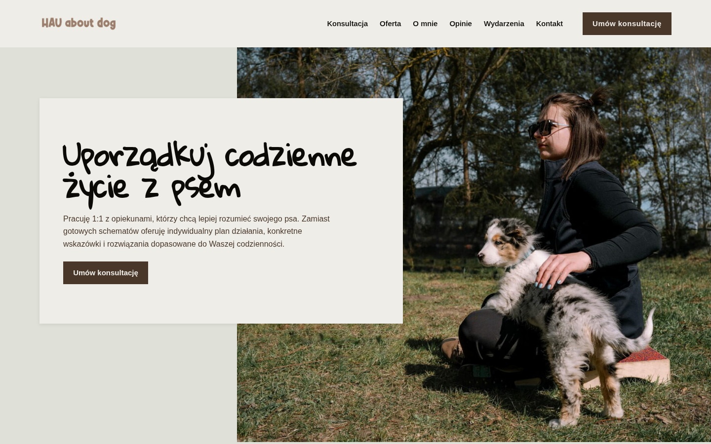 Strona główna HAU ABOUT DOG z trenerką i psem