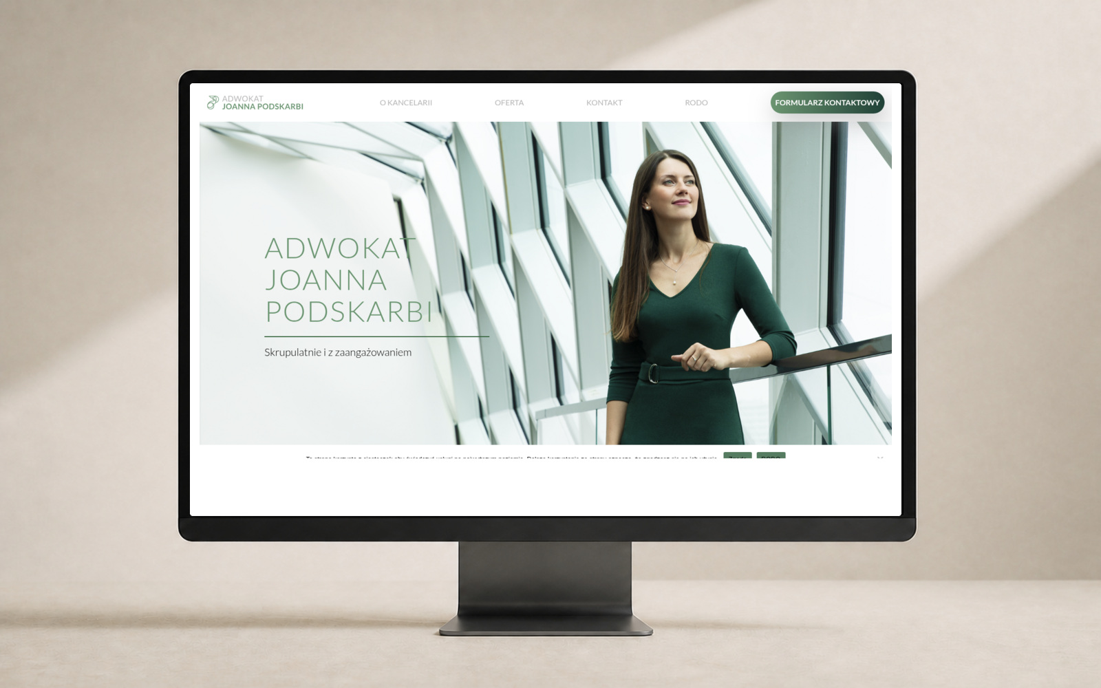 Aktualna strona Joanny Podskarbi pokazana na ekranie komputera