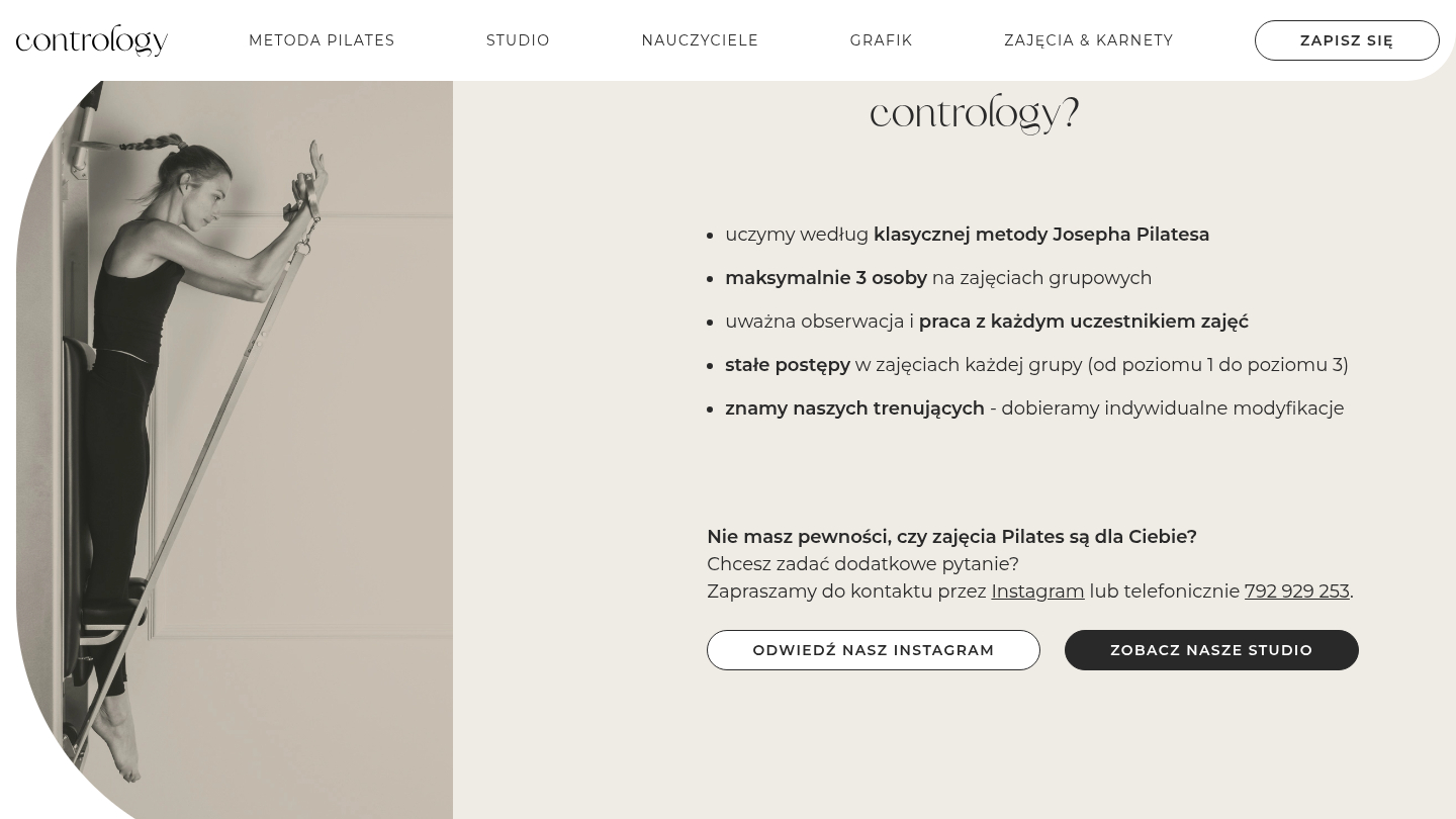 Sekcja wyróżników Studio Contrology